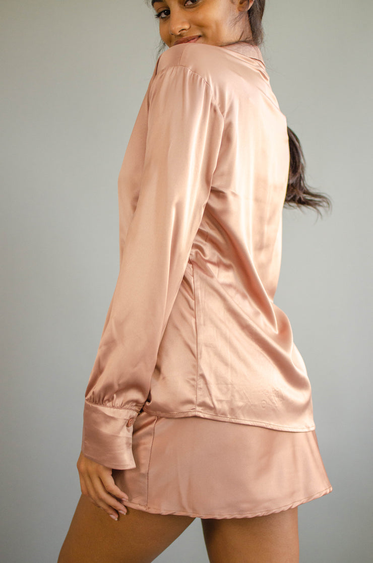 Angelina Satin Top Light Brown