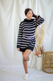Salem Stripe Sweater Dress Black