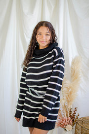 Salem Stripe Sweater Dress Black
