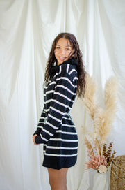 Salem Stripe Sweater Dress Black
