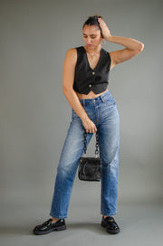 Zoe Cropped Vest Black