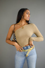 Kristie One Shoulder Top Taupe