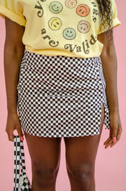Abigail Checkered Mini Skirt Black