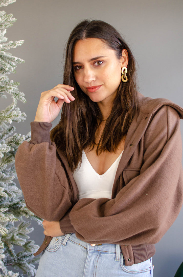 Bria Button Jacket Brown