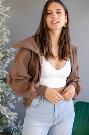 Bria Button Jacket Brown