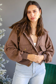 Bria Button Jacket Brown