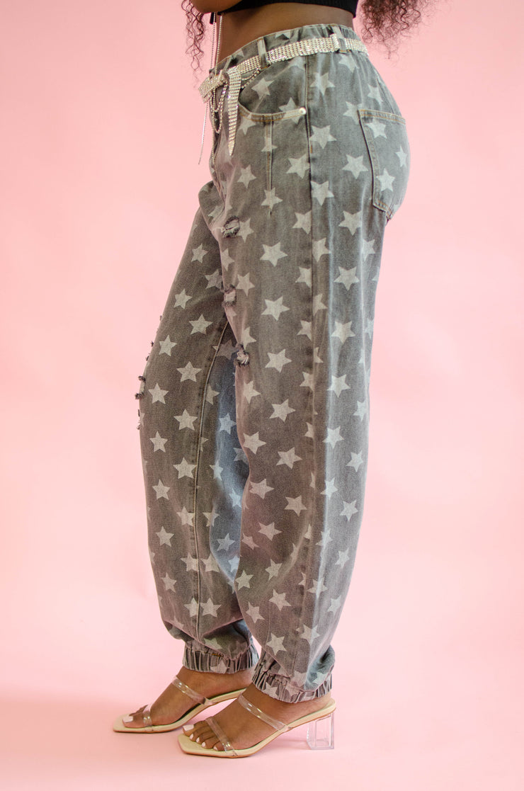 Starry Eyes Denim Joggers Black