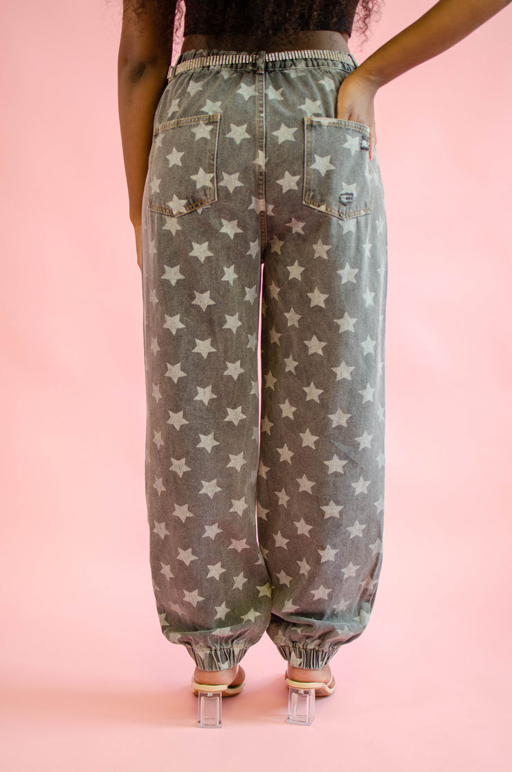 Starry Eyes Denim Joggers Black
