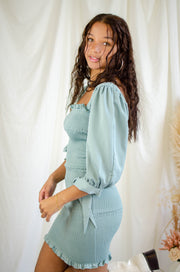 Ava Smocked Dress Slate Blue