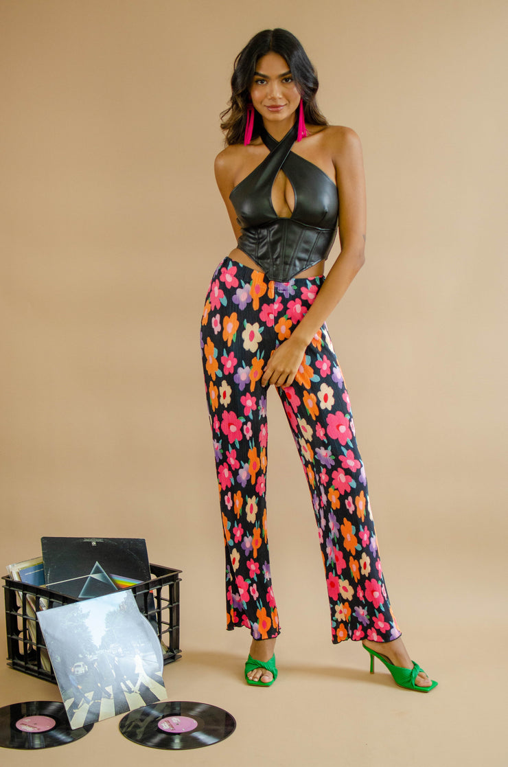 Dawn Leather Halter Top Black