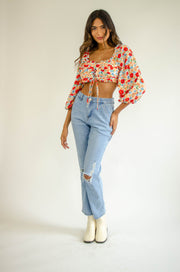 Rina High Rise Distress Jeans Light