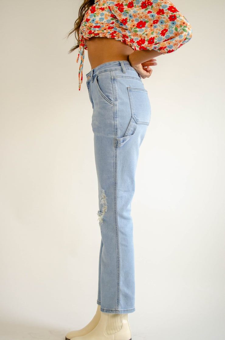 Rina High Rise Distress Jeans Light