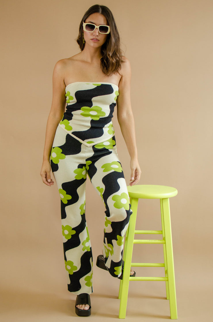 Emma Wave Daisy Tube Top Black/Green