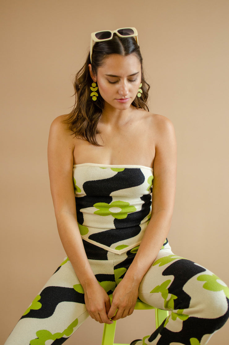 Emma Wave Daisy Tube Top Black/Green