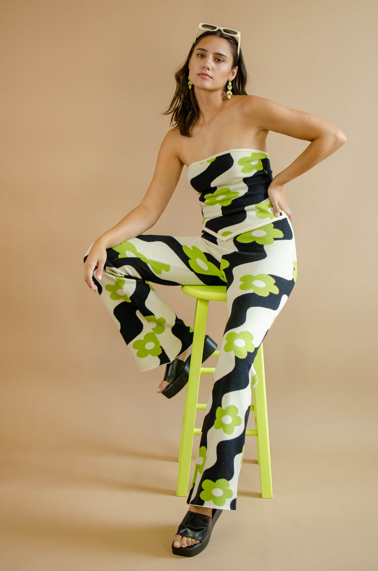 Emma Wave Daisy Tube Top Black/Green