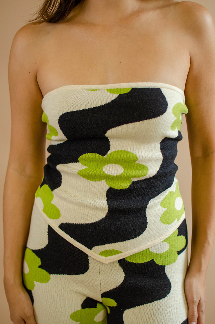 Emma Wave Daisy Tube Top Black/Green