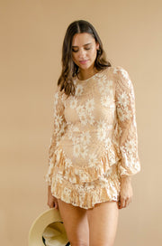 Calli Open Back Lace Dress Taupe