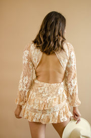 Calli Open Back Lace Dress Taupe