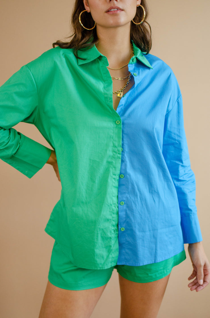 Kaylah Colorblock Top Blue/Green