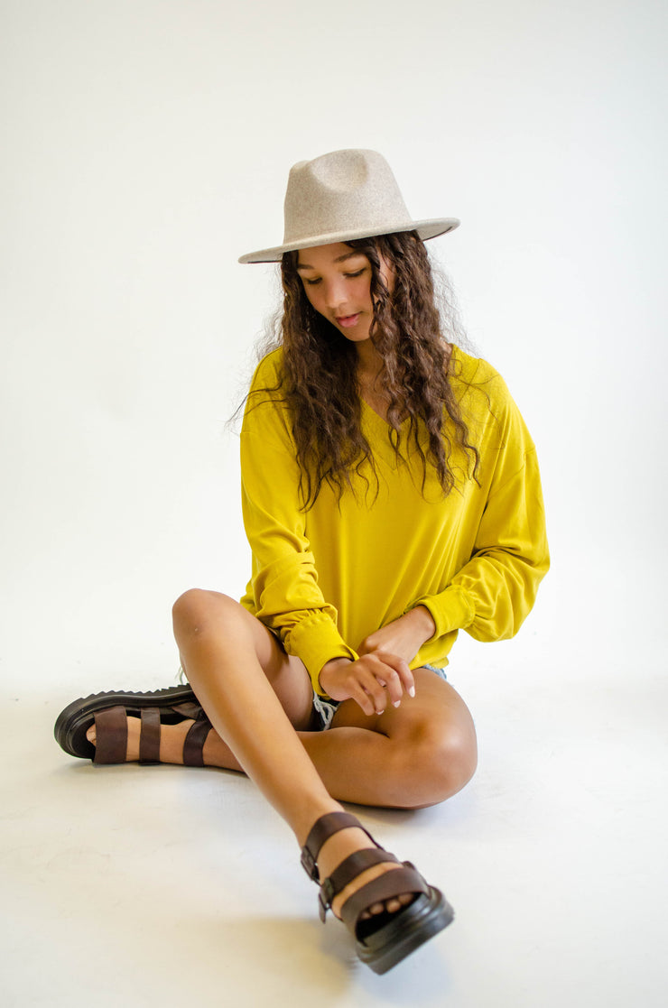 Houston Vneck Sweater Top Mustard
