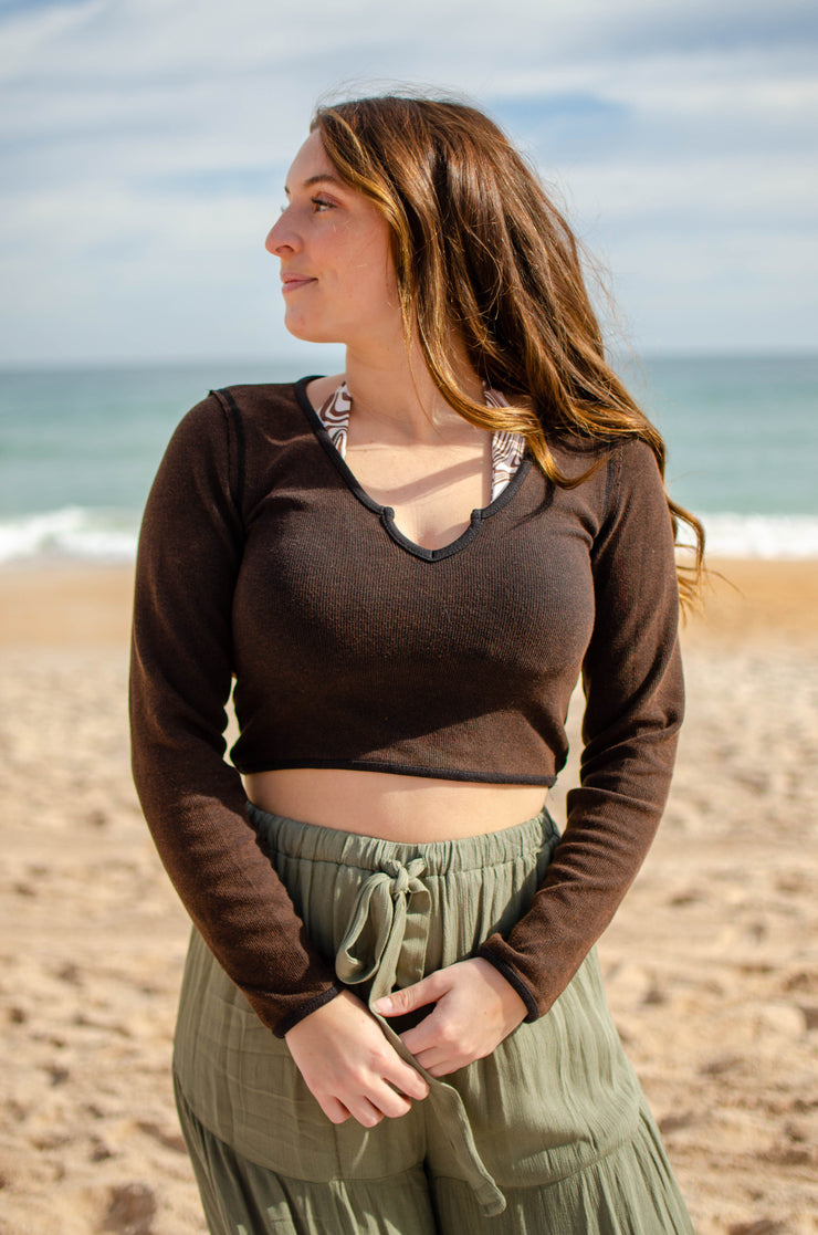Aubriana Knit Cropped Top Black