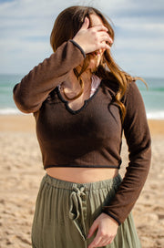Aubriana Knit Cropped Top Black