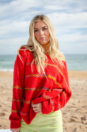 Treena Striped Sweater Red