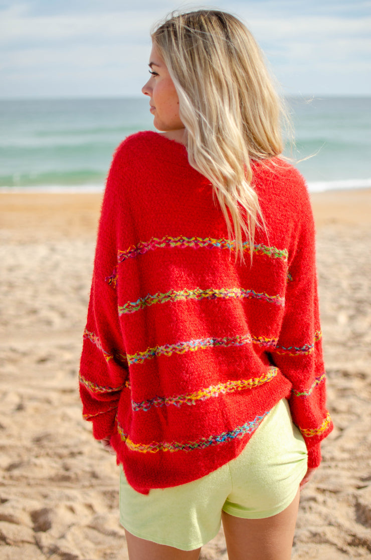 Treena Striped Sweater Red