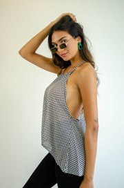 Maya Checkered Tank Black White