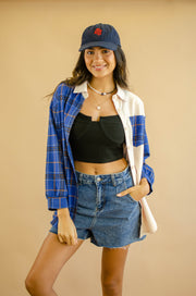 James Two Tone Flannel Top Blue