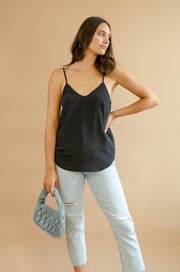 Jain Vneck Cami Tank Black