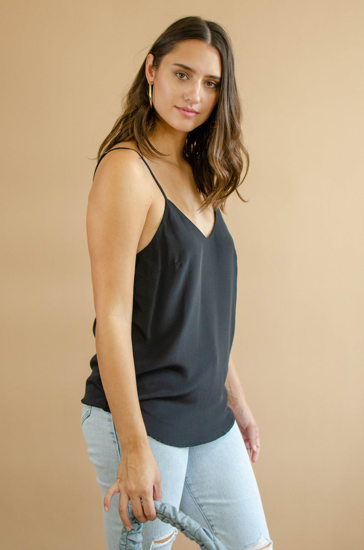Jain Vneck Cami Tank Black