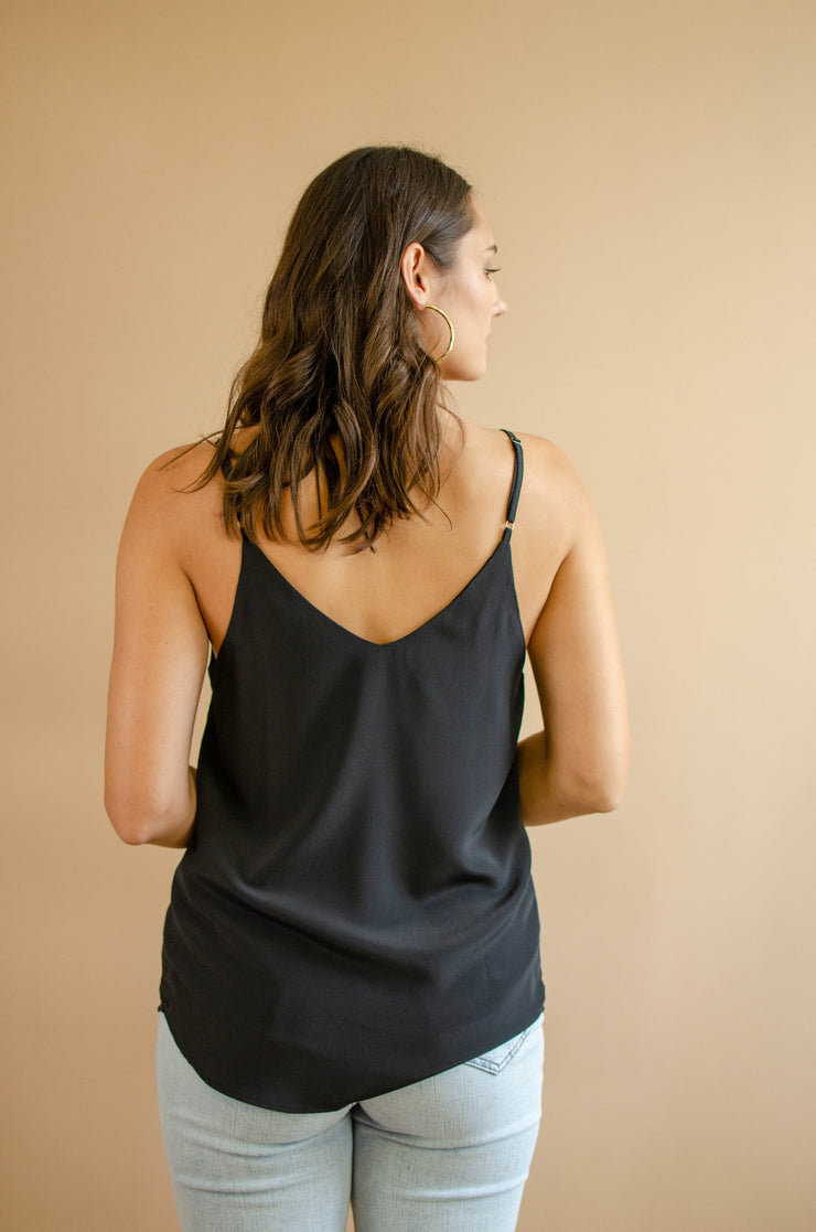 Jain Vneck Cami Tank Black