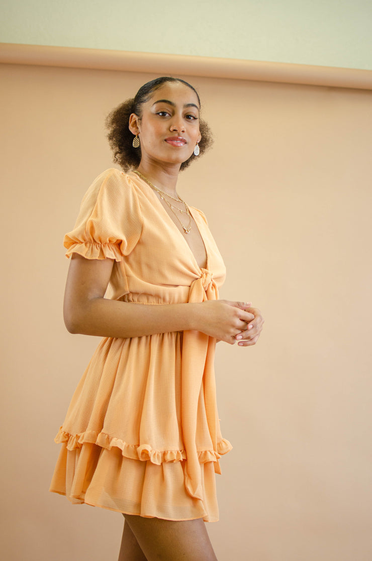 Trina Ruffle Dress Orange