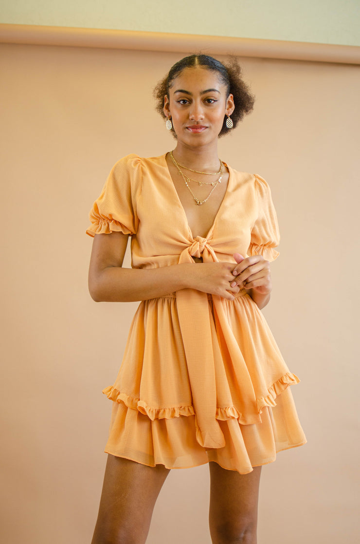 Trina Ruffle Dress Orange