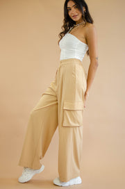 Ocean Wide Leg Cargo Pants Tan