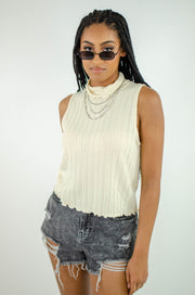 Carly Mock Neck Tank Cream
