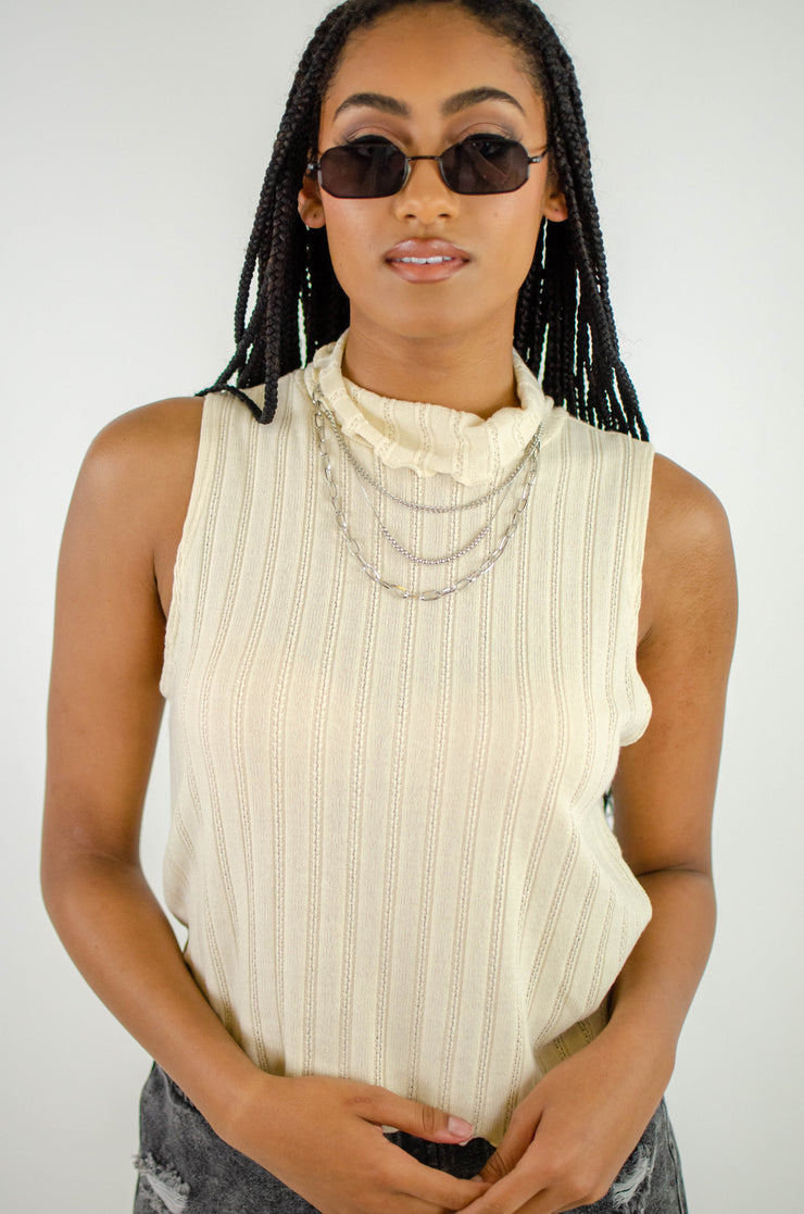 Carly Mock Neck Tank Cream