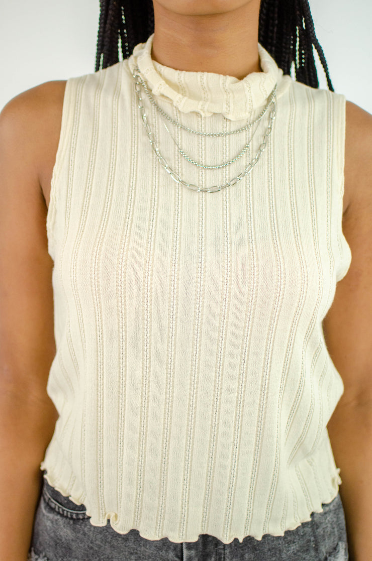 Carly Mock Neck Tank Cream