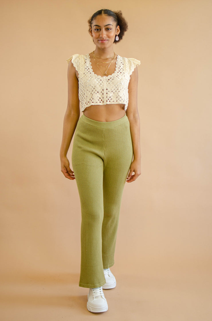 Molly Ribbed Knit Pants Olive
