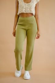 Molly Ribbed Knit Pants Olive