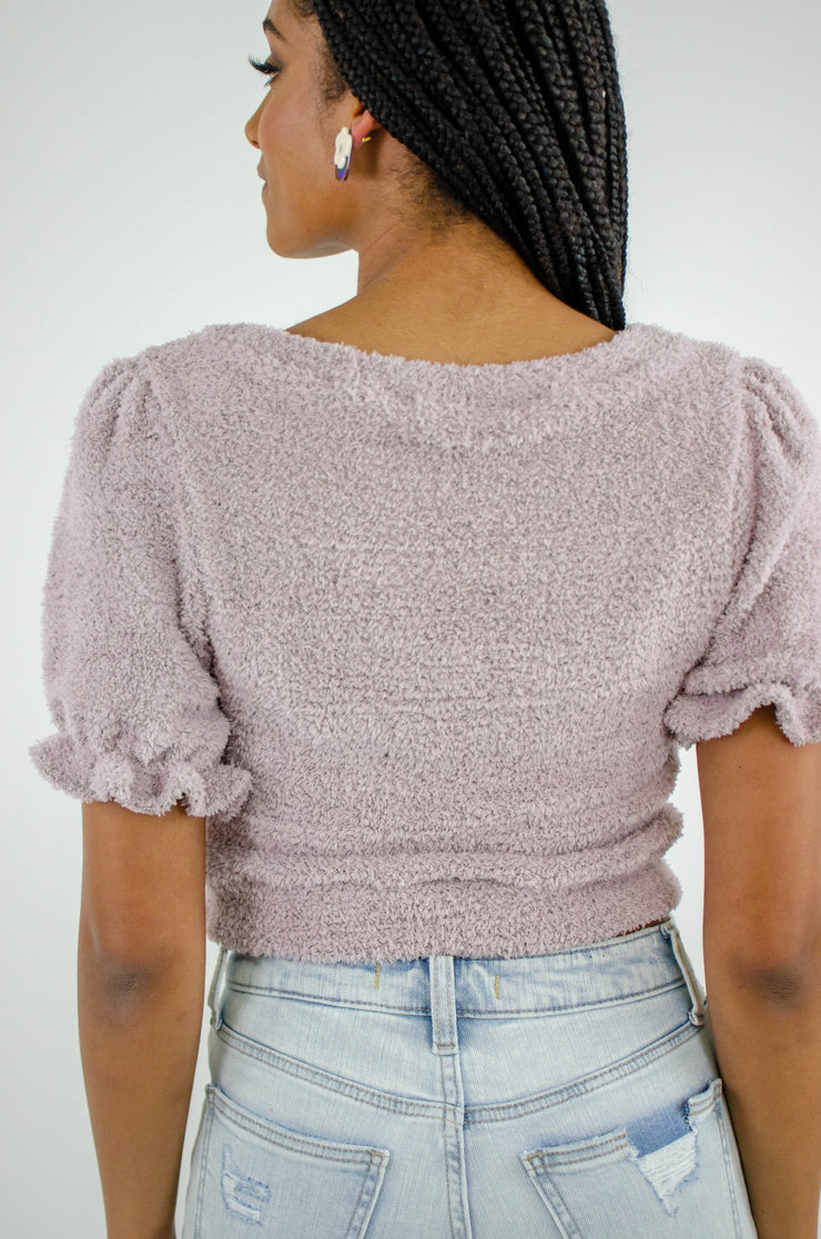 Katrina Fuzz Crop Top Lilac