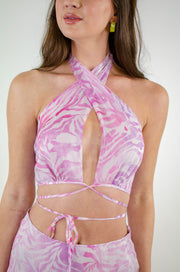 Avie Zebra Tie Front Top Pink