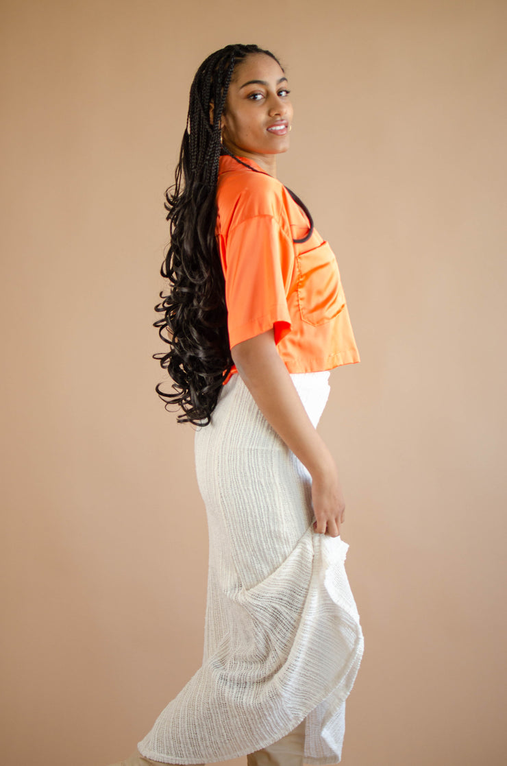 Avery Satin Crop Top Orange