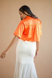 Avery Satin Crop Top Orange