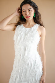 Ana Fringe Midi Dress White