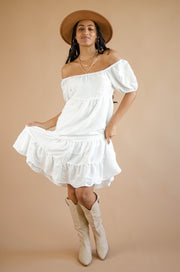 Kennedy Puff Sleeve Dress White