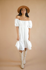 Kennedy Puff Sleeve Dress White