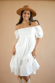 Kennedy Puff Sleeve Dress White