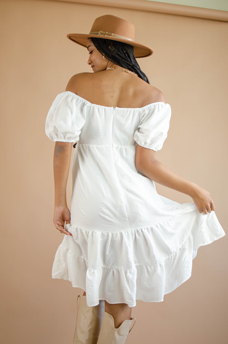 Kennedy Puff Sleeve Dress White